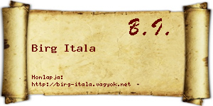 Birg Itala névjegykártya